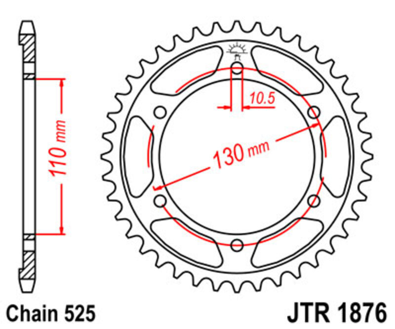 JT SPROCKETS 钢制标准后链轮 1876 - 525
