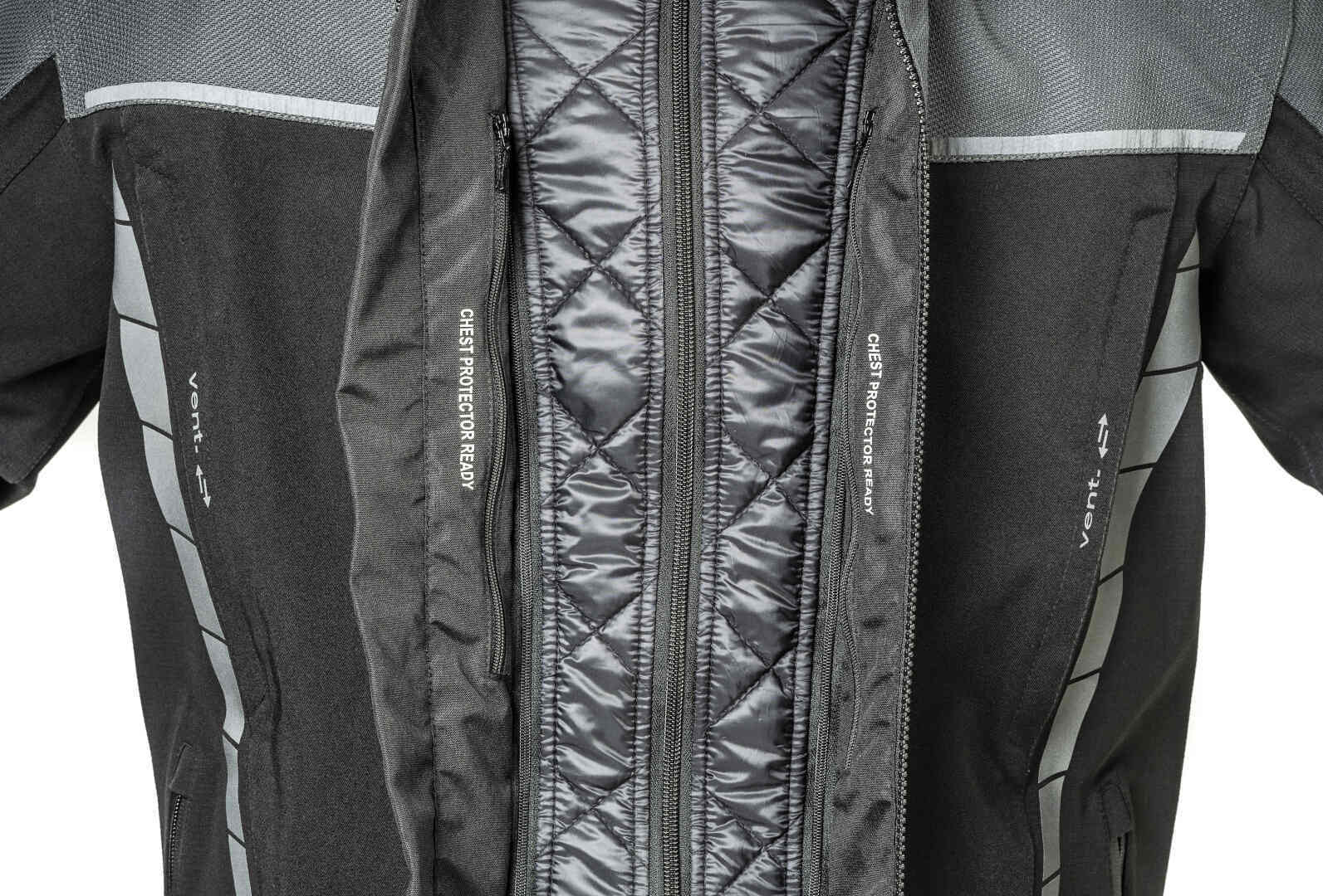 Side view of Lindstrands Bydalen waterproof Motorcycle Textile Jacket, black-grey, Size 56 for Men