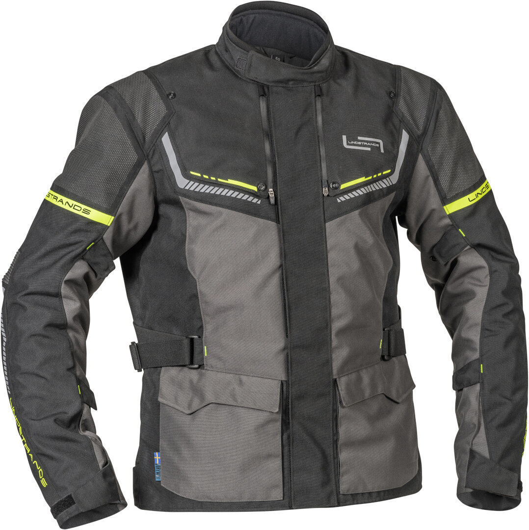 Lindstrands Sylarna veste textile de moto imperméable, noir-gris, taille 62 pour Hommes