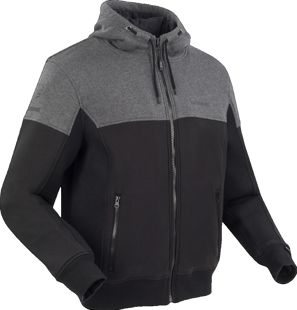 Bering Hoodiz Vented Motorcycle Zip Hoodie, black-grey, Size 2XL for Men