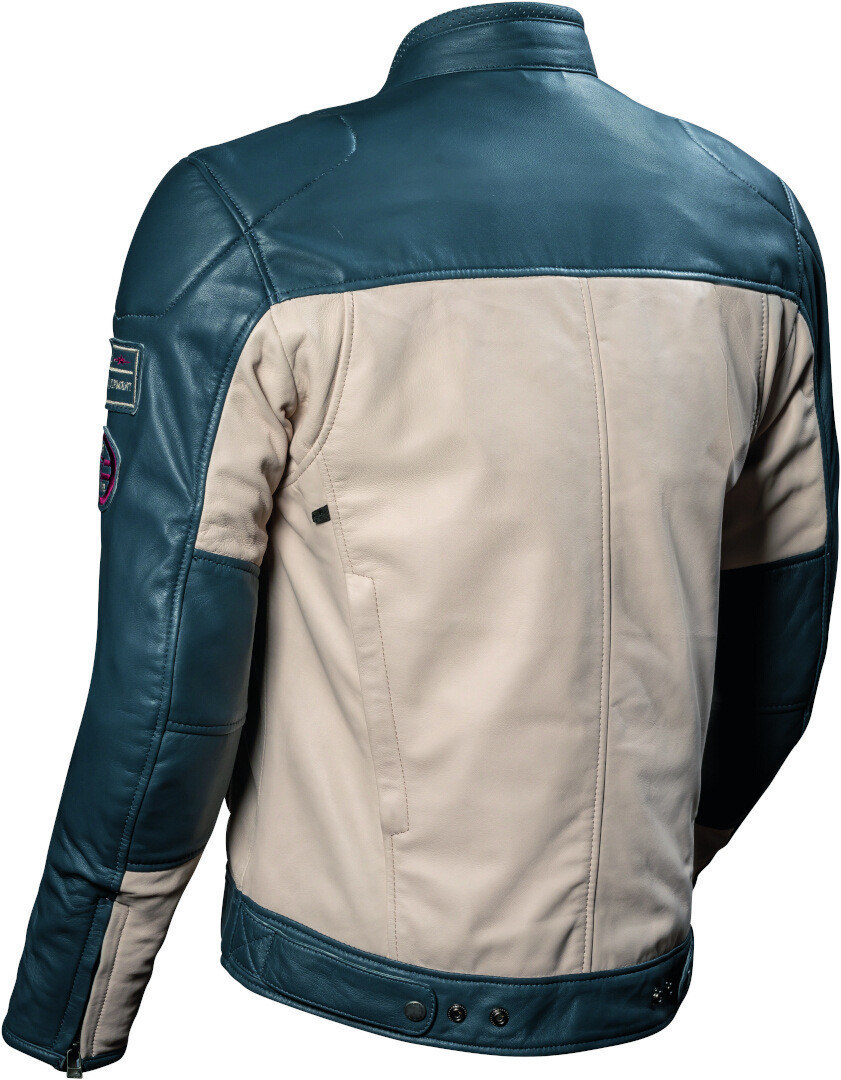 Side view of DIFI Boston Motorcycle Leather Jacket, black-beige, Size 62 for Men