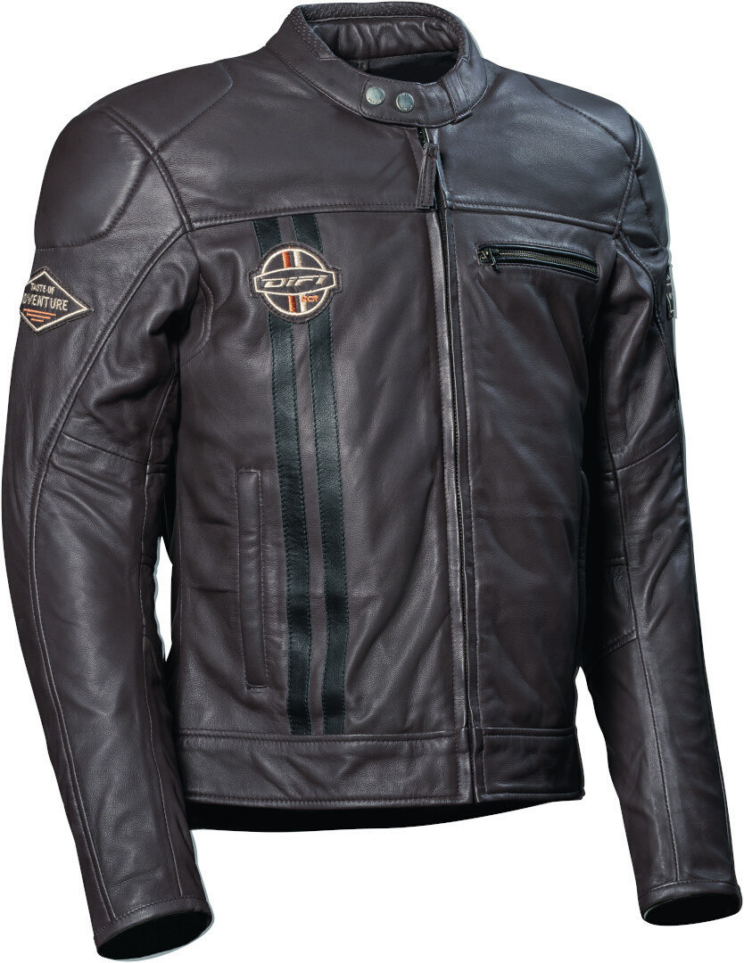 DIFI Boston Blouson en cuir de moto, noir-brun, taille 62 pour Hommes