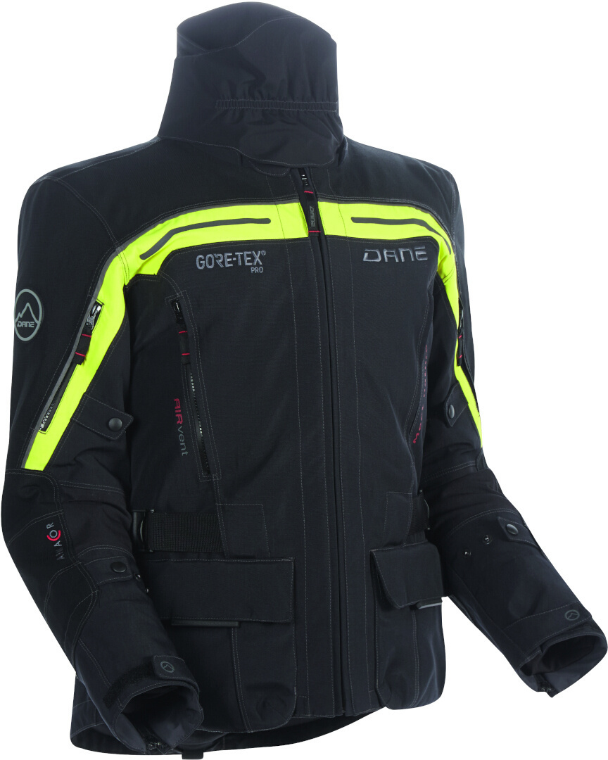 DANE Nimbus 2 Pro Veste textile de moto imperméable, noir-jaune, taille 62 pour Hommes