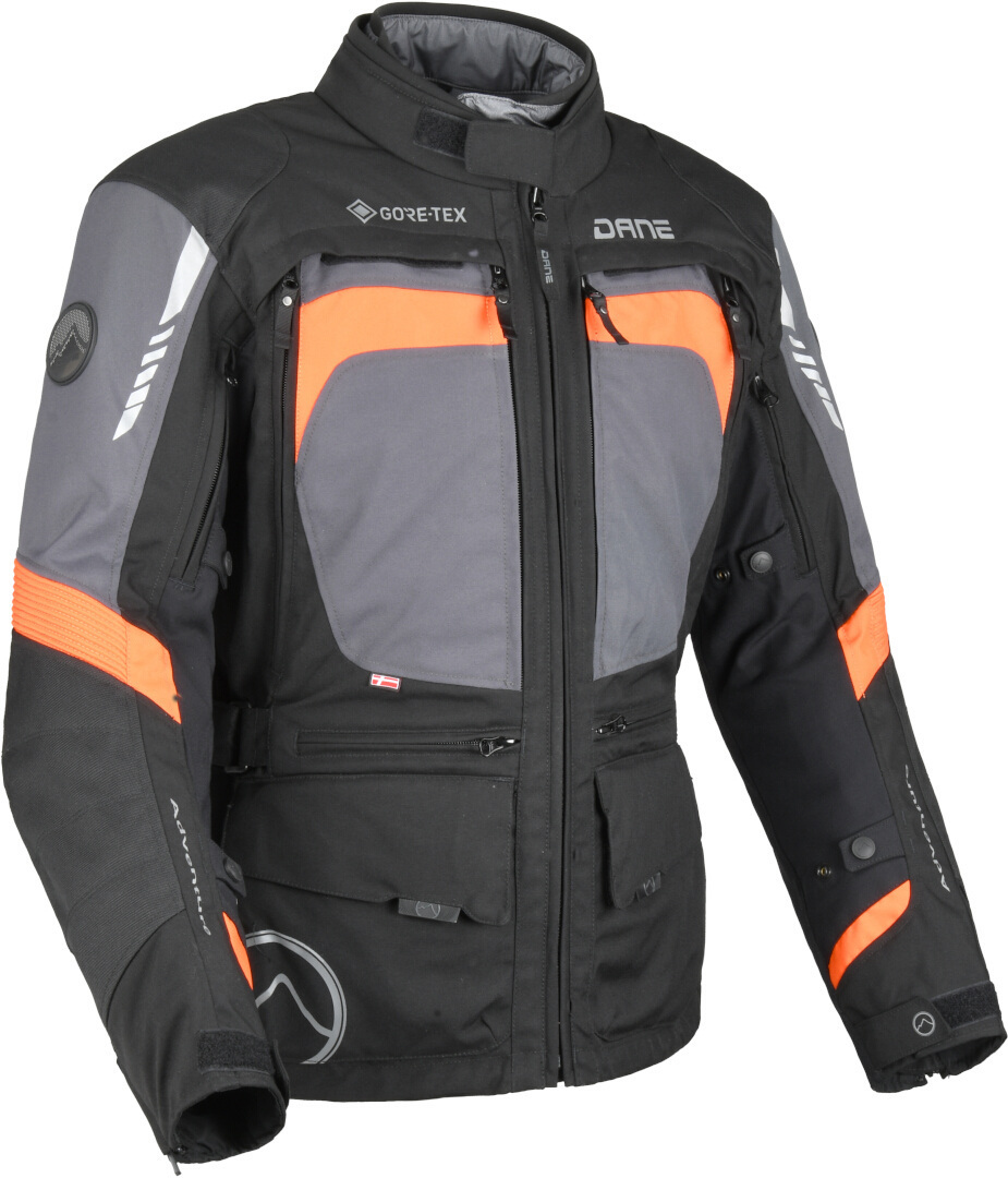 DANE Reykjavik Veste textile de moto imperméable, noir-orange, taille 64 pour Hommes
