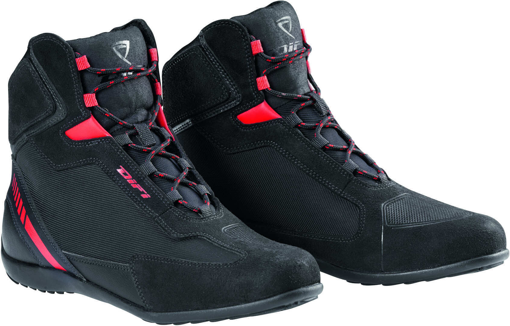 DIFI Miles Chaussures de moto, noir-rouge, taille 46 pour Hommes