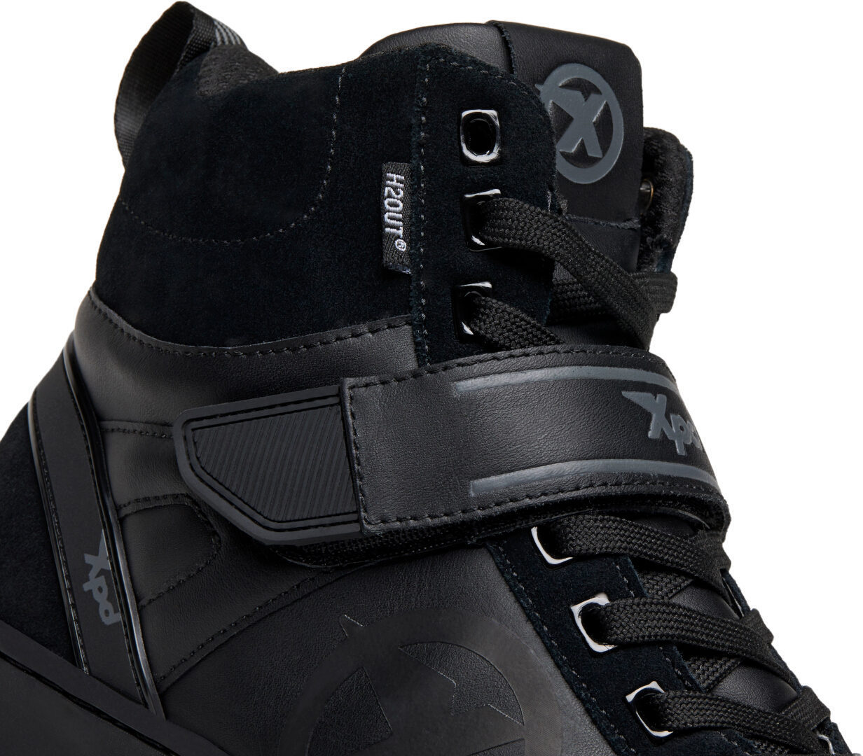 Side view of XPD Moto Pro H2Out waterproof Motorcycle Shoes, black, Size 41 for Men