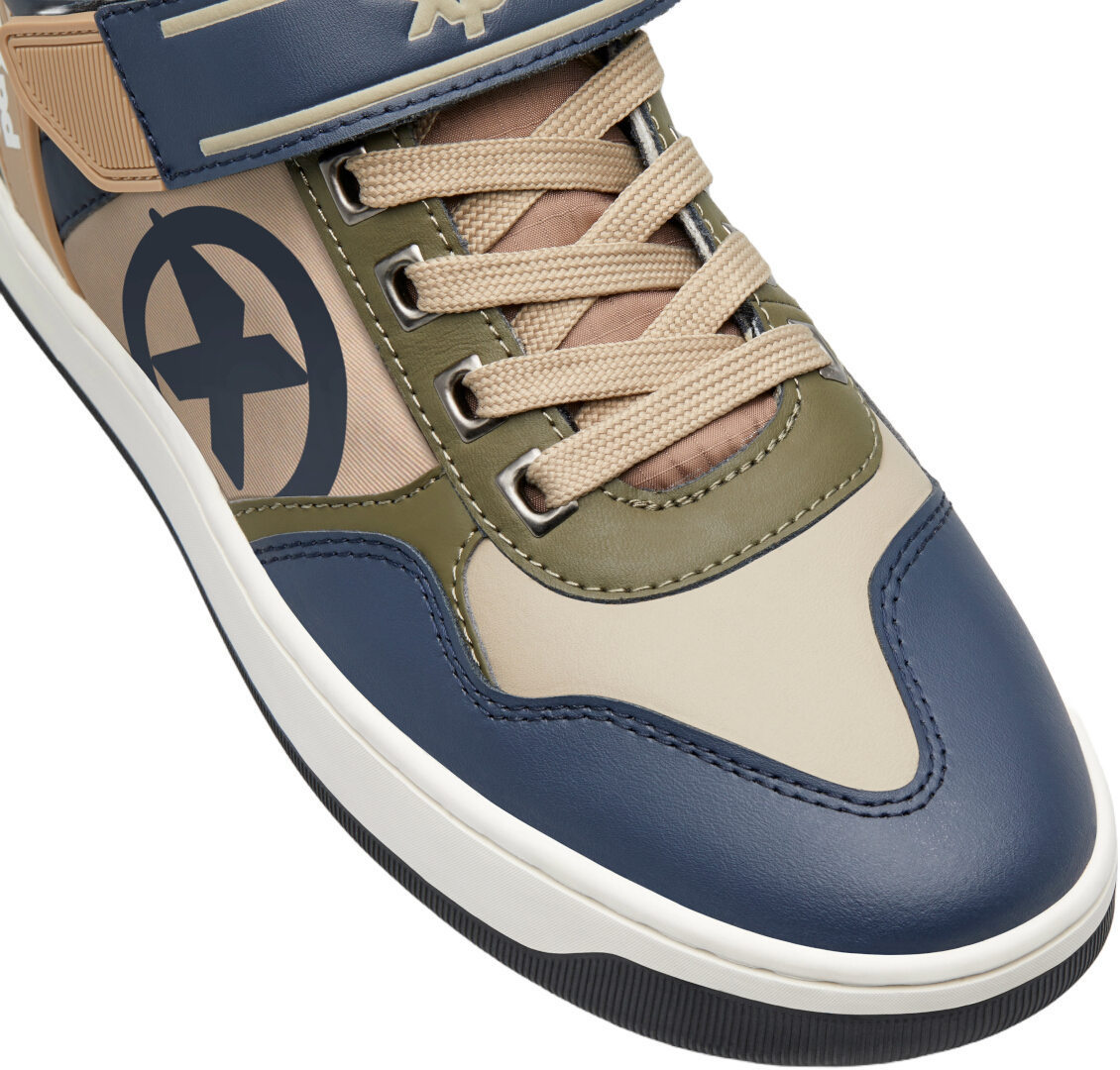 Side view of XPD Moto Pro Motorcycle Shoes, green-blue-beige, Size 47 for Men