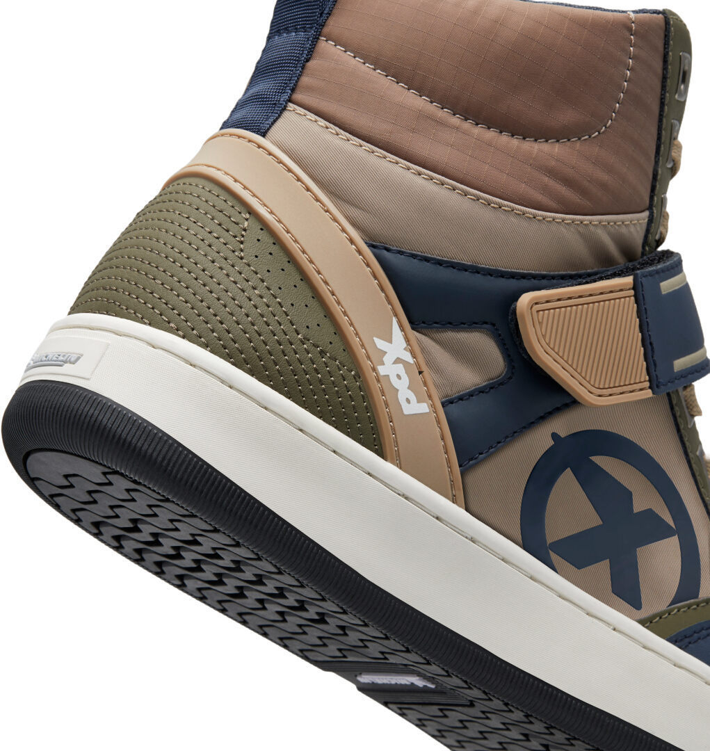 Side view of XPD Moto Pro Motorcycle Shoes, green-blue-beige, Size 47 for Men