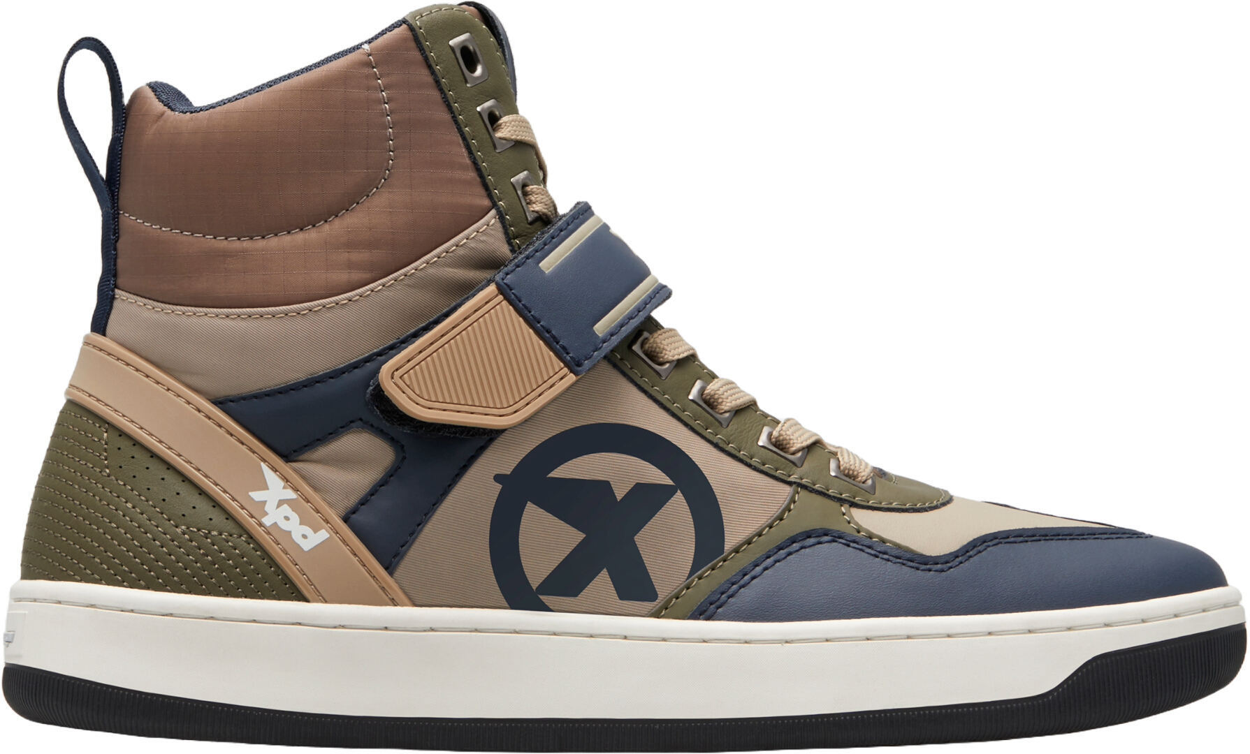 Side view of XPD Moto Pro Motorcycle Shoes, green-blue-beige, Size 47 for Men