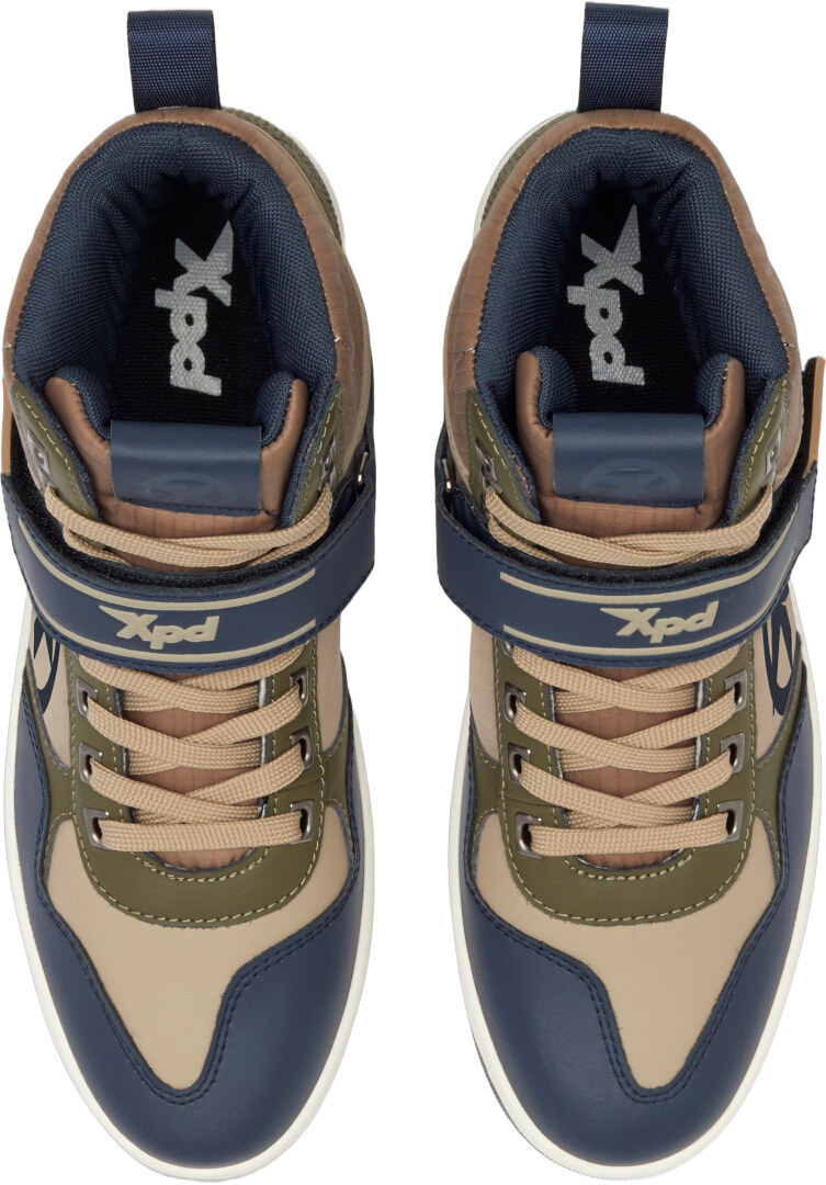 Side view of XPD Moto Pro Motorcycle Shoes, green-blue-beige, Size 47 for Men
