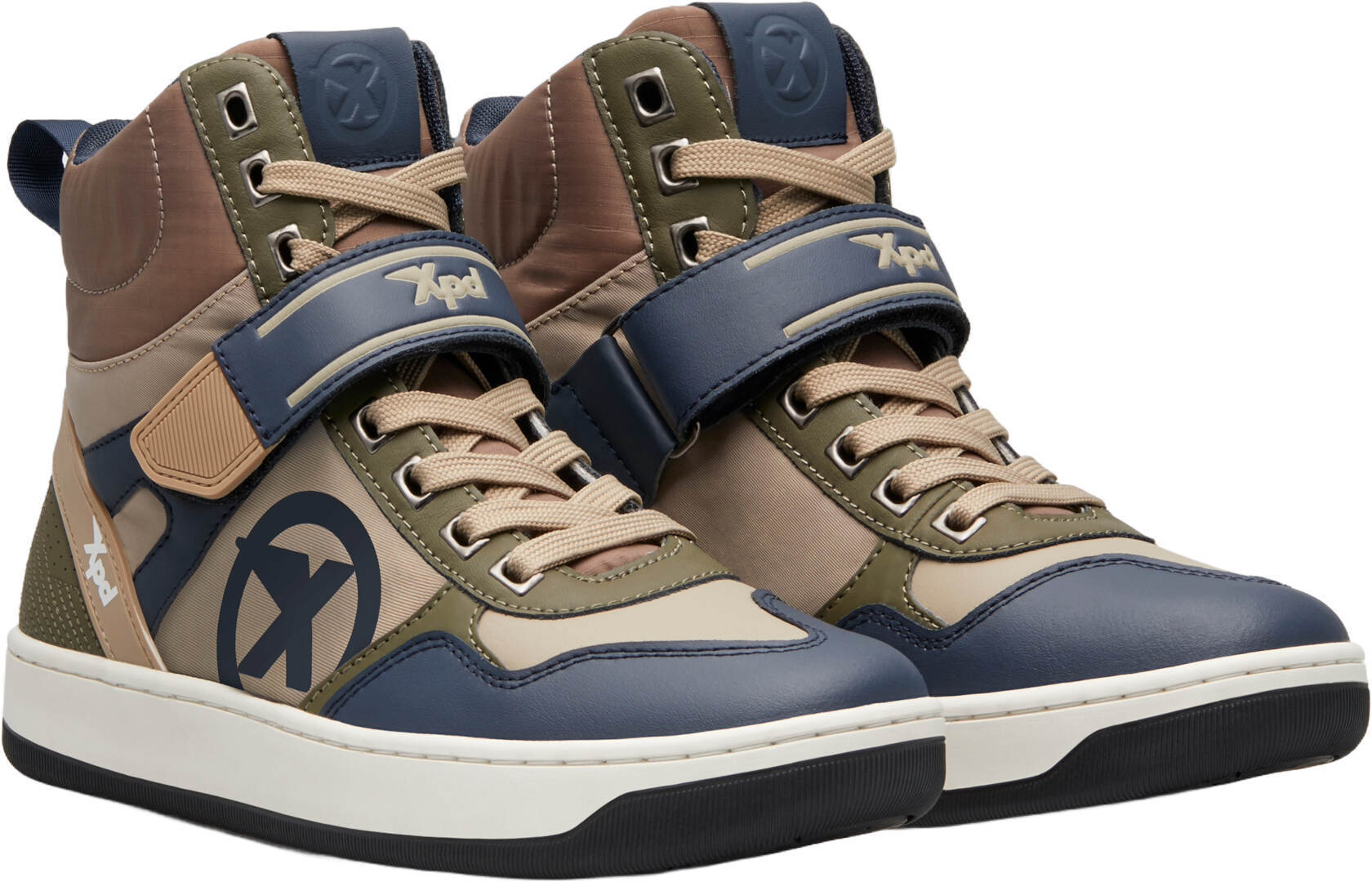 XPD Moto Pro Motorcycle Shoes, green-blue-beige, Size 47 for Men
