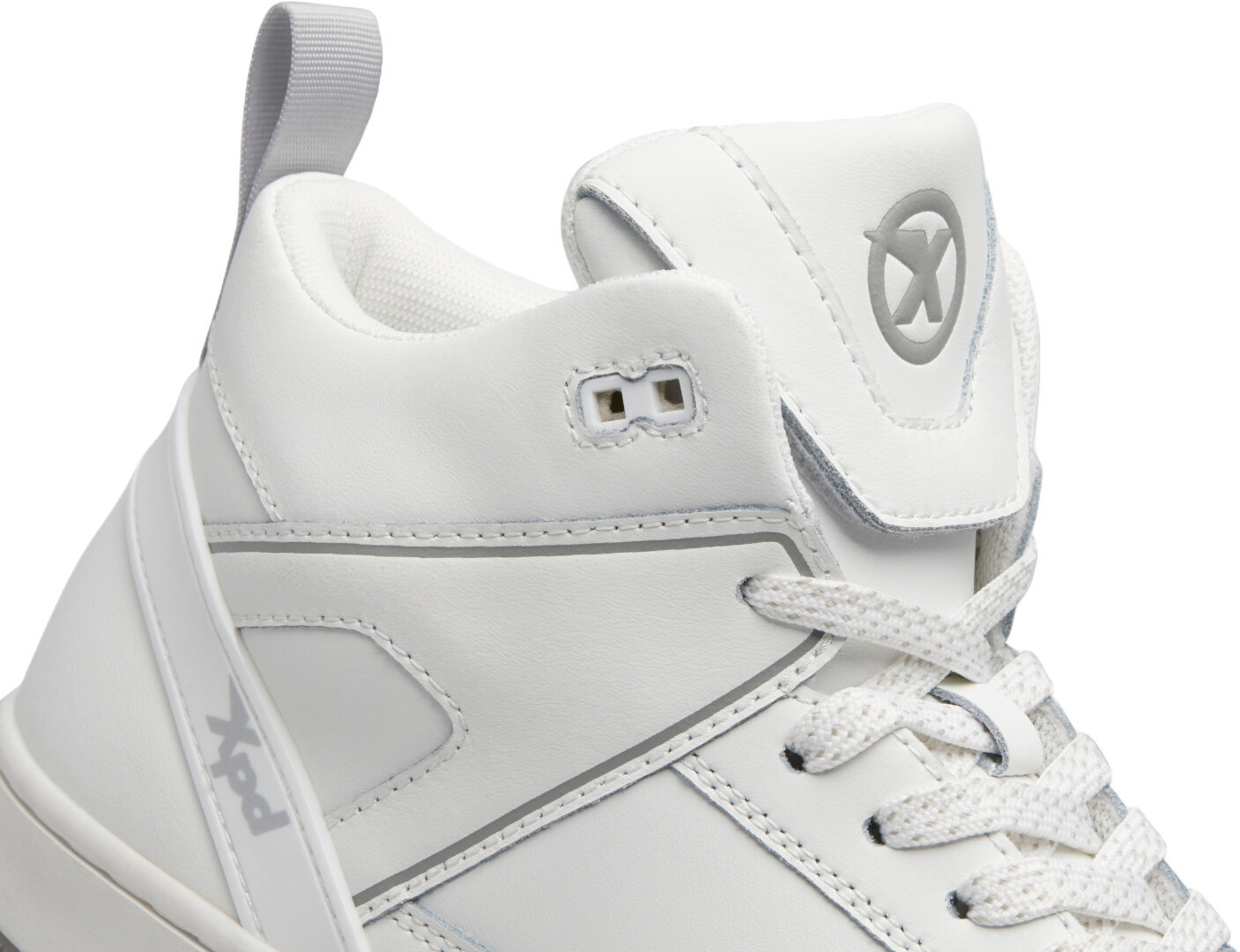Side view of XPD Moto-1 Leather Motorcycle Shoes, white, Size 40