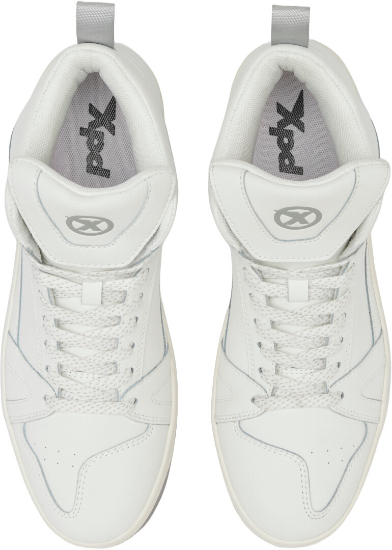 Side view of XPD Moto-1 Leather Motorcycle Shoes, white, Size 40