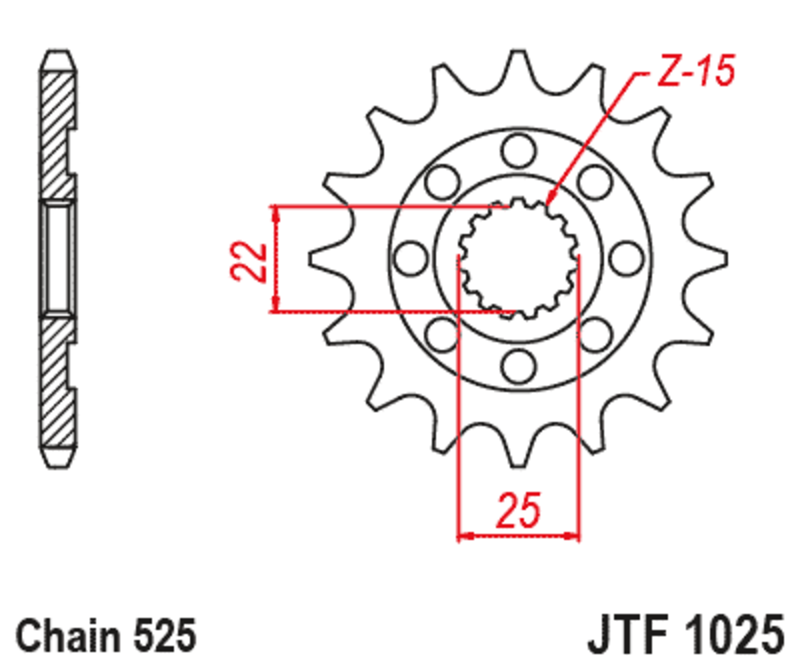 JT SPROCKETS Pignon acier standard - 525