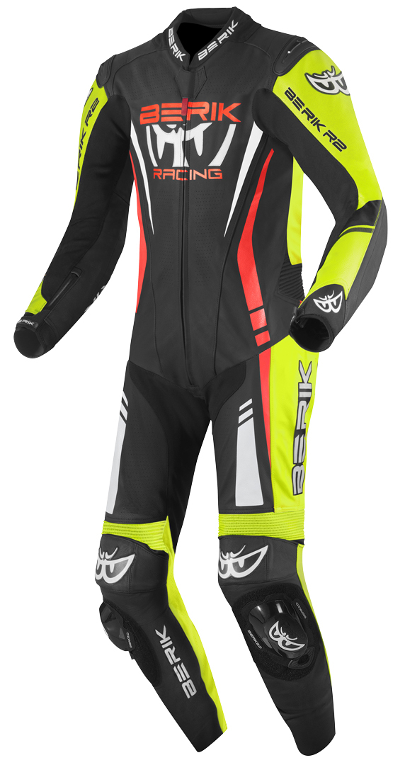 Berik Absolute GP One Piece Motorcycle Leather Suit, black-red-yellow, Size 52 for Men-image-931509552