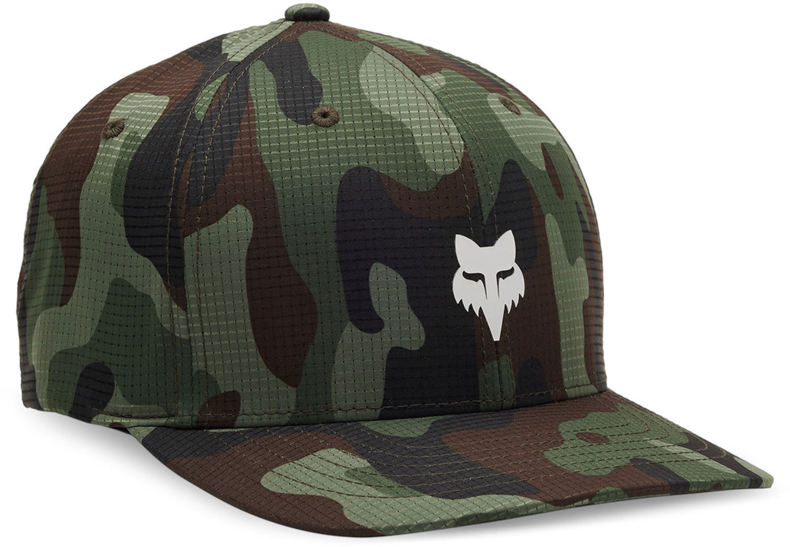 FOX Head Camo Tech Flexfit Cap, green-brown, Size S M for Men