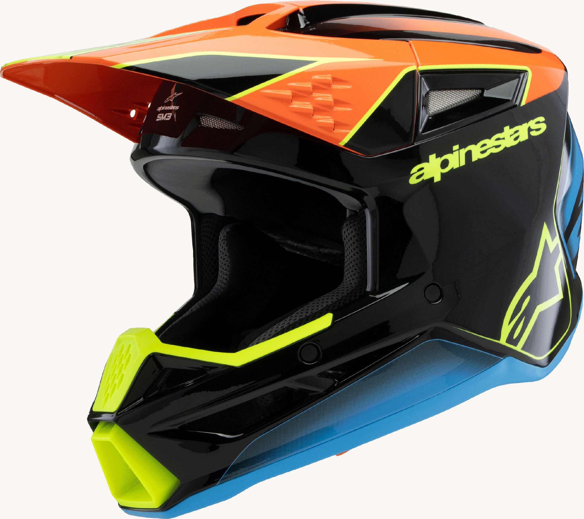 Alpinestars Unisex Black Blue Yellow Sm3 Fray Youth Motocross Helmet, Black-Blue-Yellow, Size L