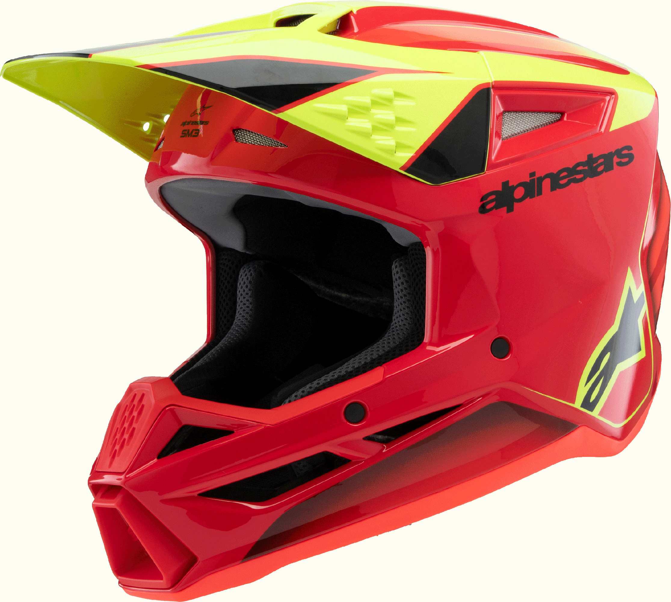 Alpinestars Unisex Red Yellow Sm3 Fray Youth Motocross Helmet, Red-Yellow, Size L