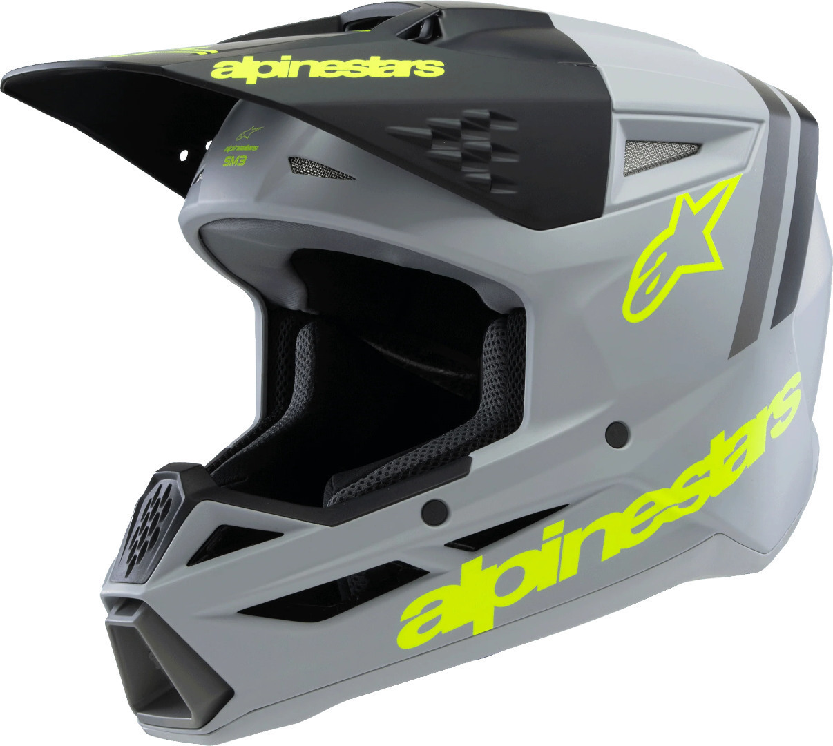 Alpinestars Unisex Grey Yellow Sm3 Radium Youth Motocross Helmet, Grey-Yellow, Size S