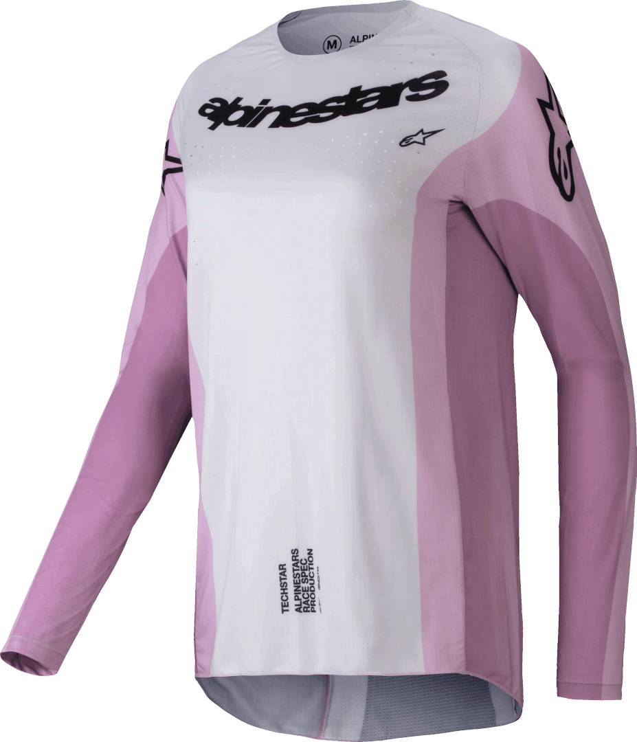 Alpinestars Women's Grey Pink Stella Techstar Melt Motocross Jersey, Grey-Pink, For Small
