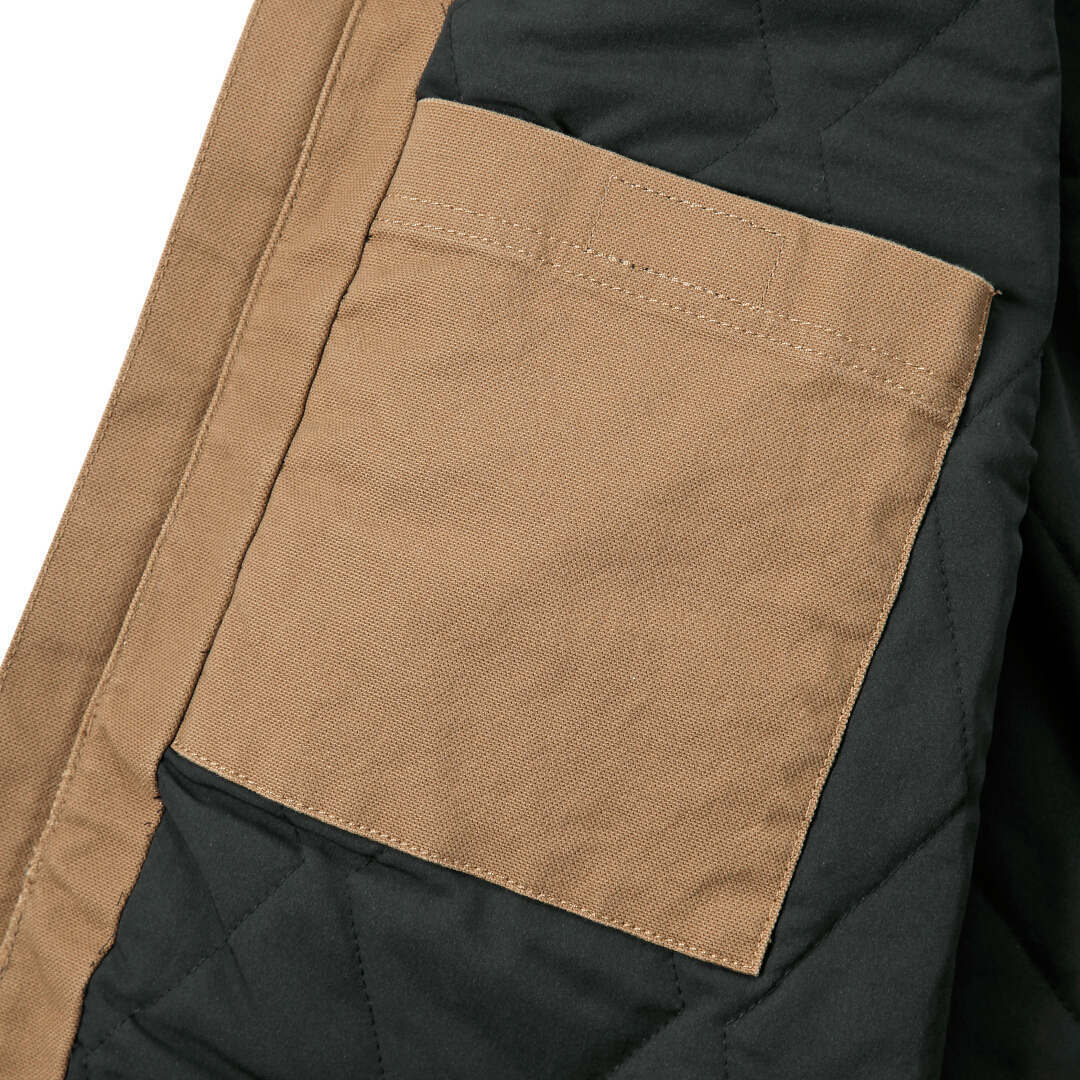 Side view of Carhartt Montana Rugged Flex Relaxed Fit Duck Vest, brown, Size XL for Men