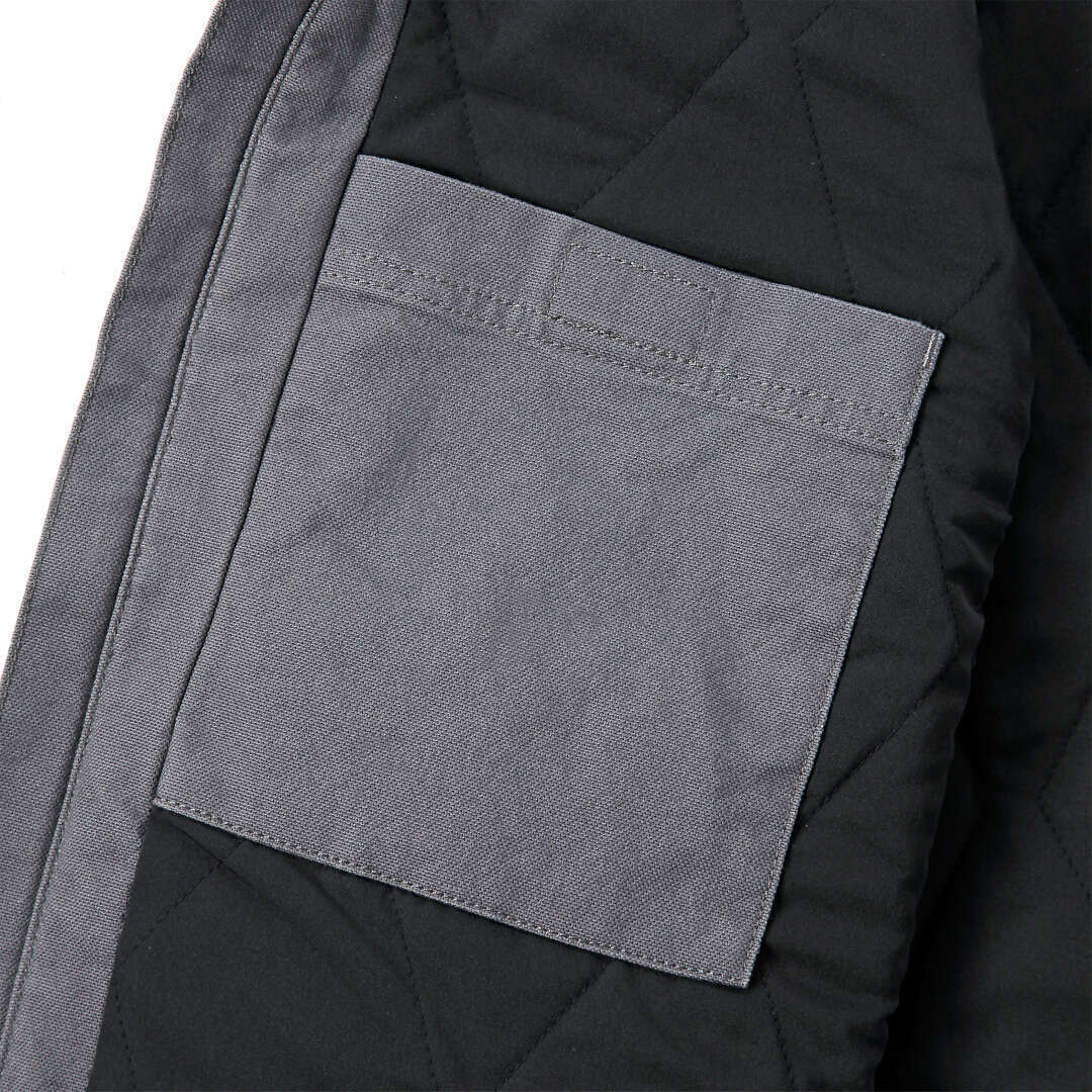 Side view of Carhartt Montana Rugged Flex Relaxed Fit Duck Vest, black-grey, Size XL for Men