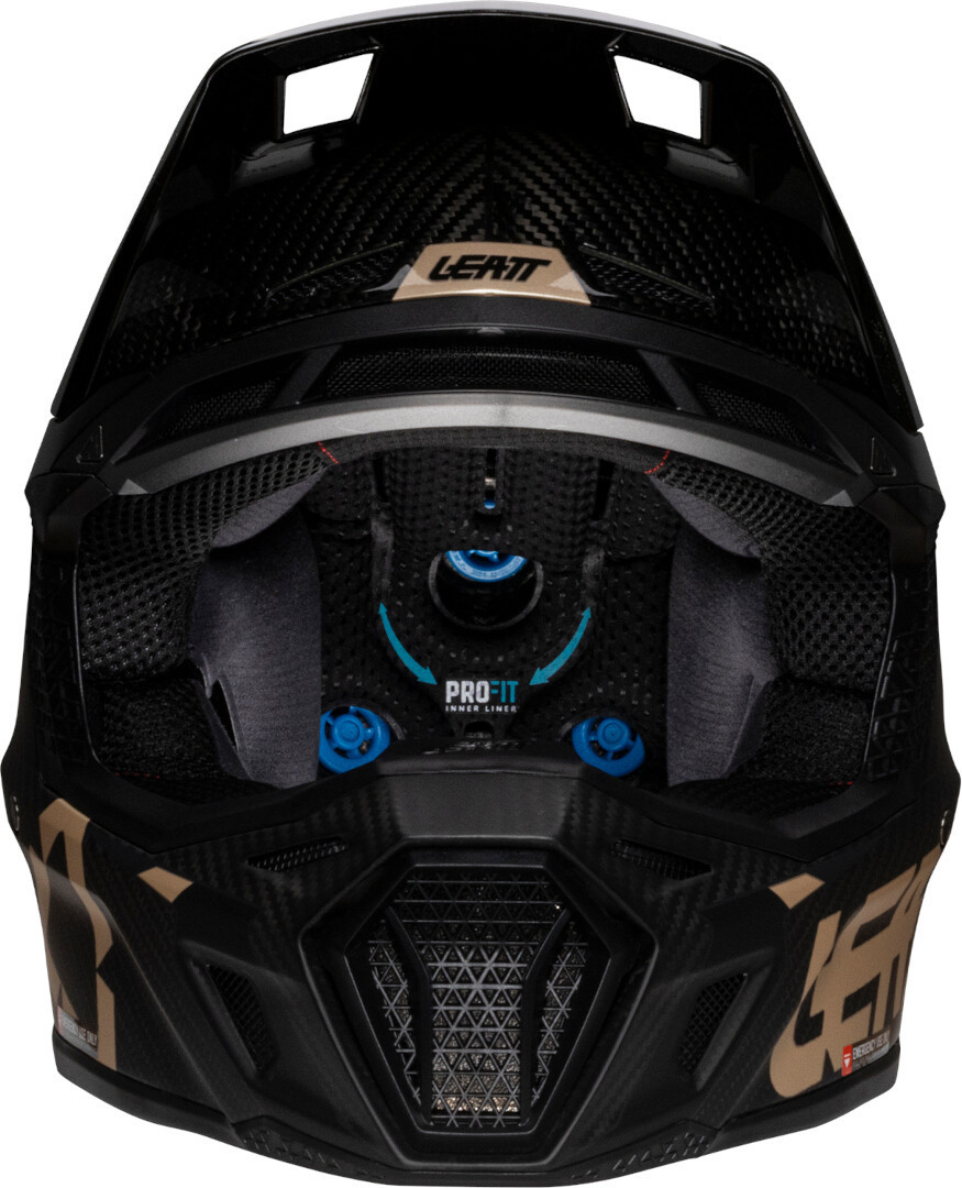 Side view of Leatt 9.5 Carbon Bronze 2025 Motocross Helmet with Goggles, Size 2XL for Men