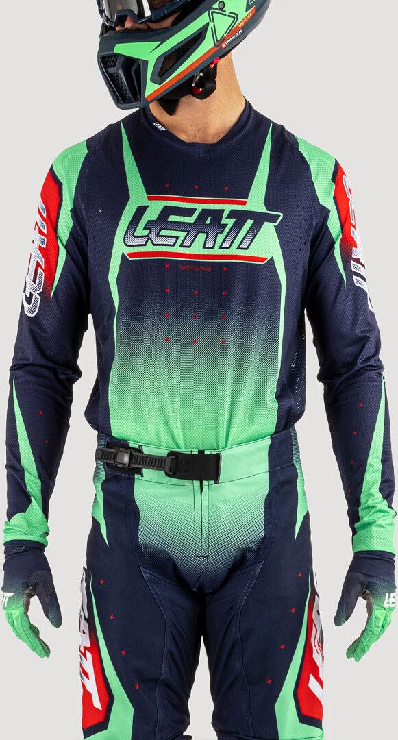 Side view of Leatt 4.5 Lite Venom 2025 Motocross Jersey, red-green-blue, Size XL for Men