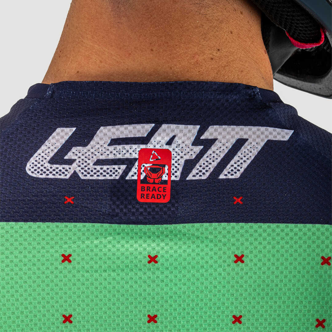 Side view of Leatt 4.5 Lite Venom 2025 Motocross Jersey, red-green-blue, Size XL for Men