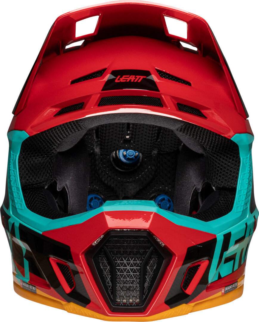 Side view of Leatt 7.5 Vector Motocross Helmet with Goggles, black-red-blue, Size L for Men