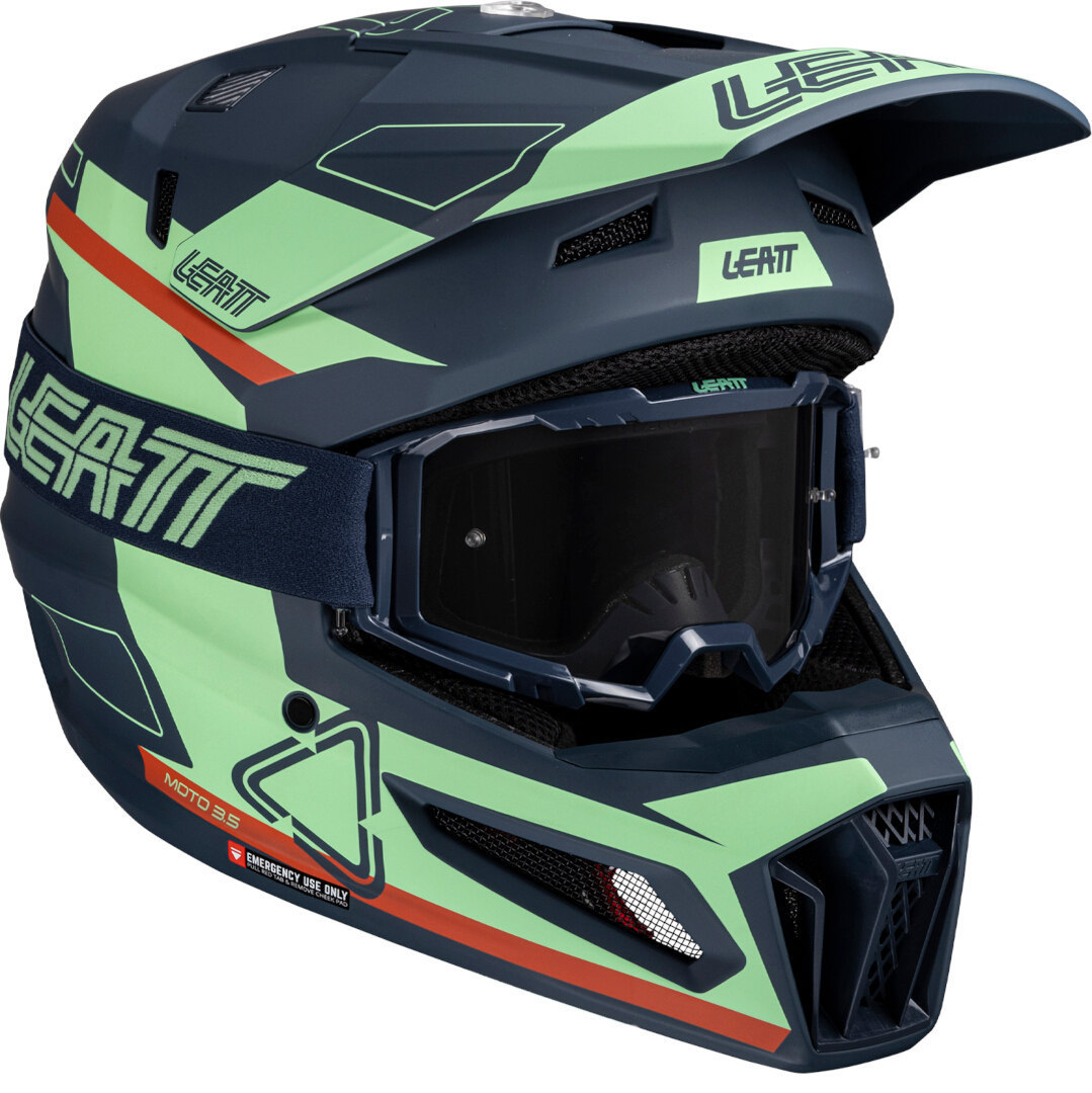 Leatt 3.5 Angled Шлем для мотокросса с очками Синий/Красный/Зеленый M (57/58) 