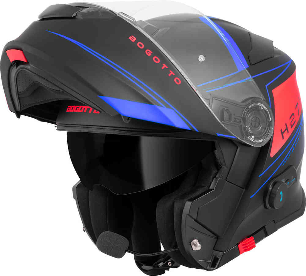 Bogotto H271 Taog Bluetooth Шлем Черный матовый/красный/синий XS 