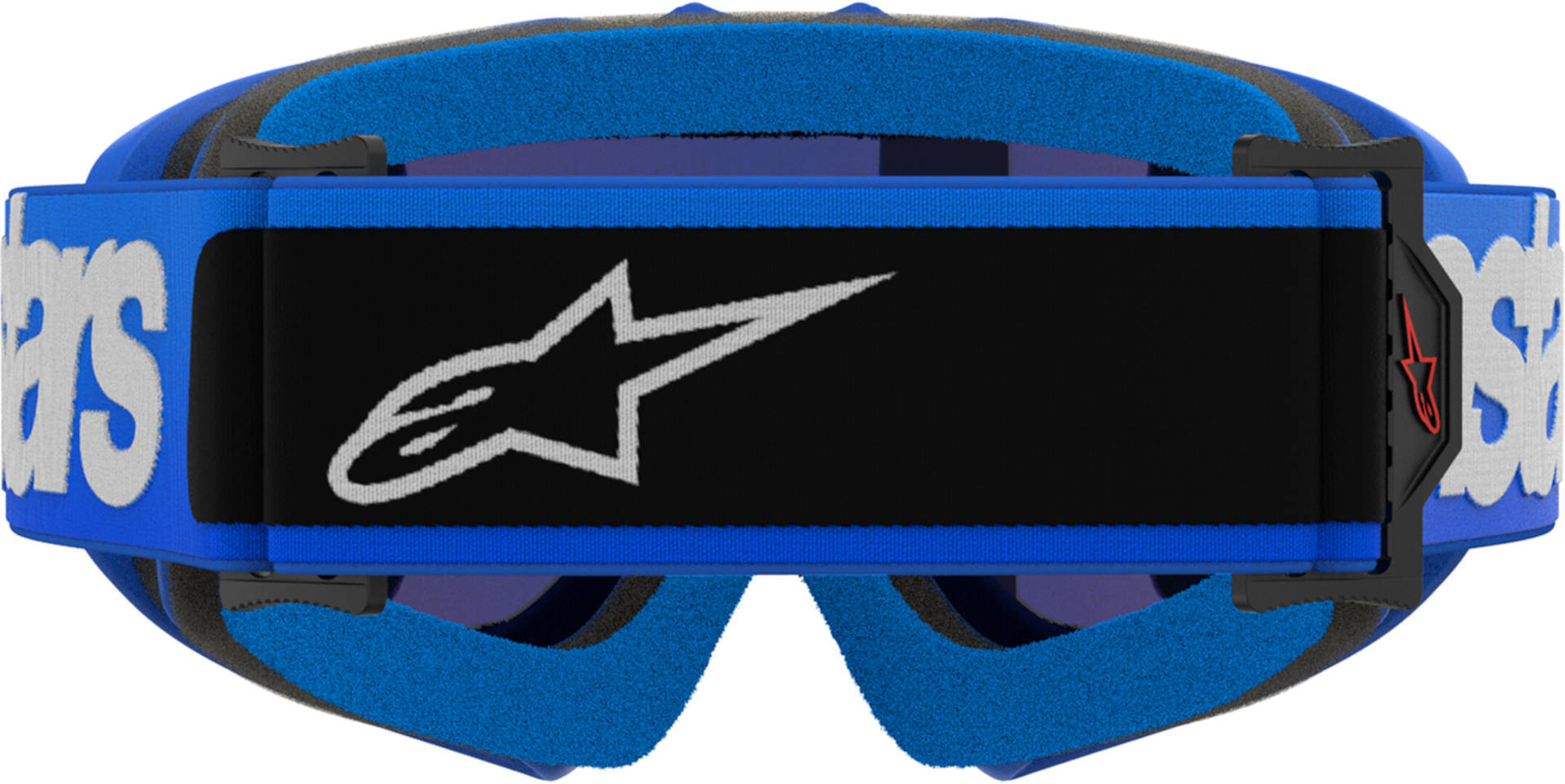 Side view of Alpinestars Vision Blaze Mirrored Youth Motocross Goggles, white-blue