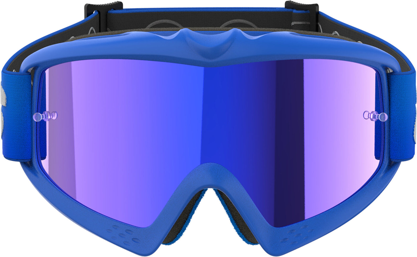 Side view of Alpinestars Vision Blaze Mirrored Youth Motocross Goggles, white-blue