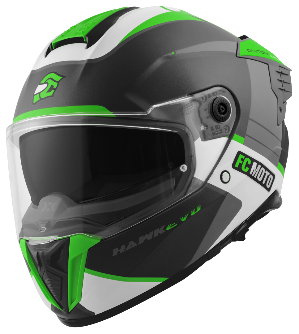 FC-Moto Hawk EVO-X Шлем Чёрный Матовый/Зелёный/Белый XXL 