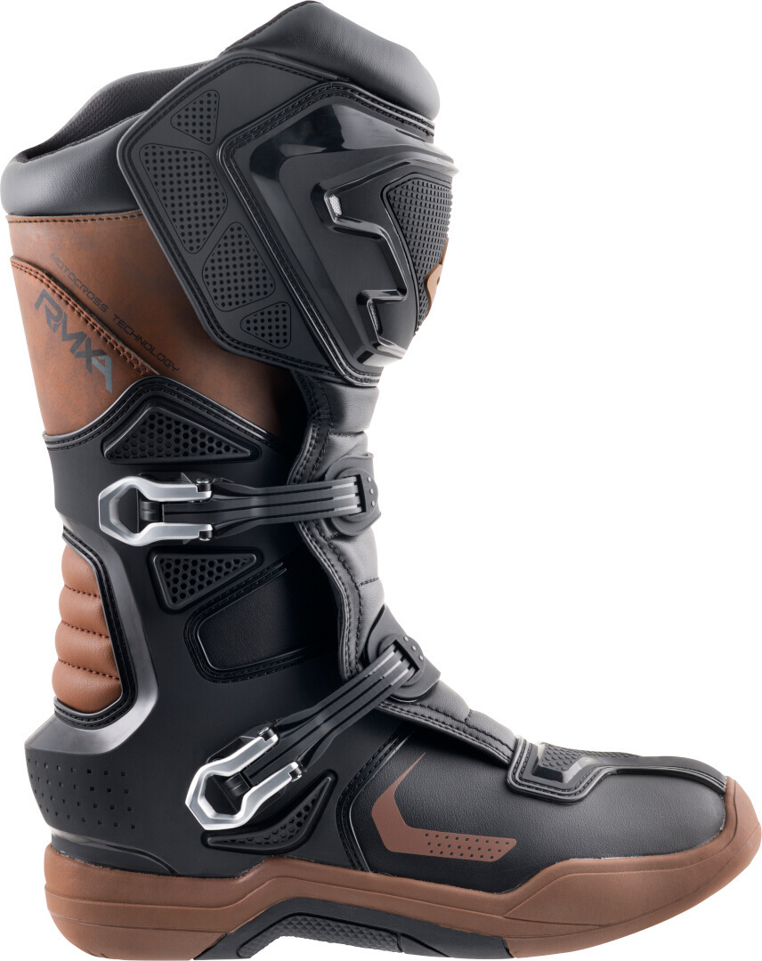 Side view of Bogotto RMXA waterproof Enduro / Motocross Boots, black-brown, Size 49 for Men