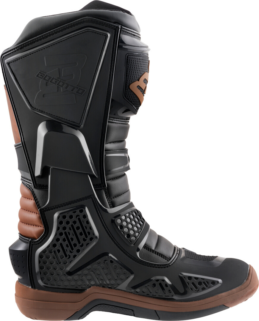 Side view of Bogotto RMXA waterproof Enduro / Motocross Boots, black-brown, Size 49 for Men