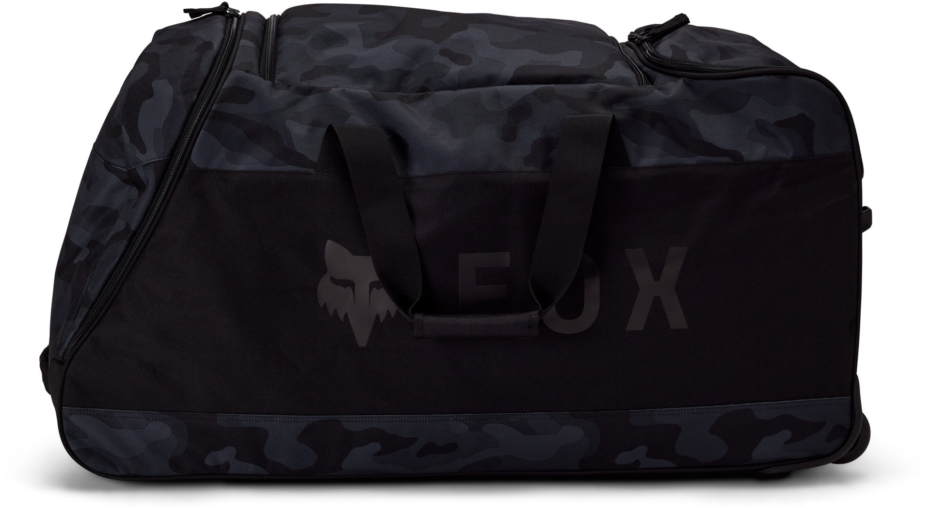 Side view of FOX Shuttle 180 Black Camo Roller Gear Bag, black-green-brown for Men