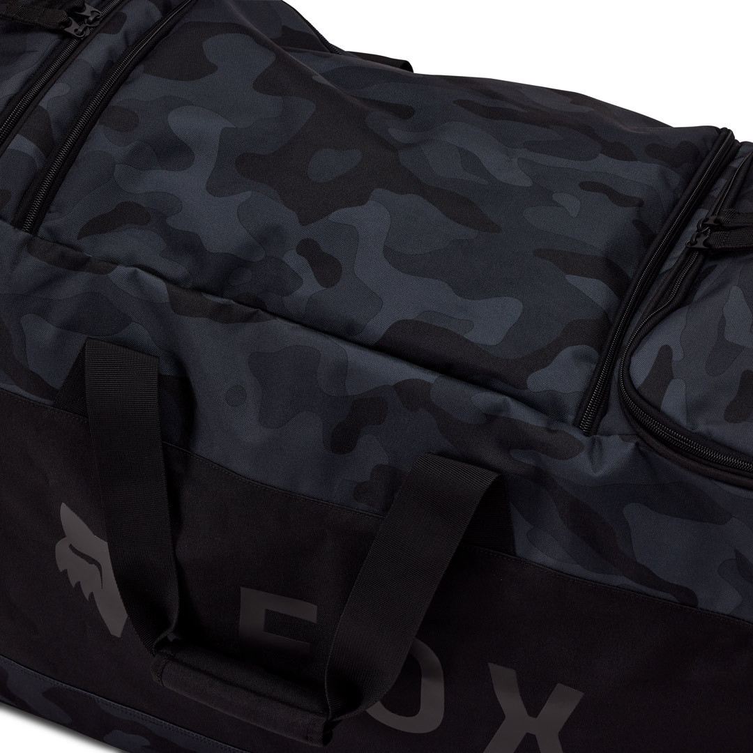 Side view of FOX Shuttle 180 Black Camo Roller Gear Bag, black-green-brown for Men