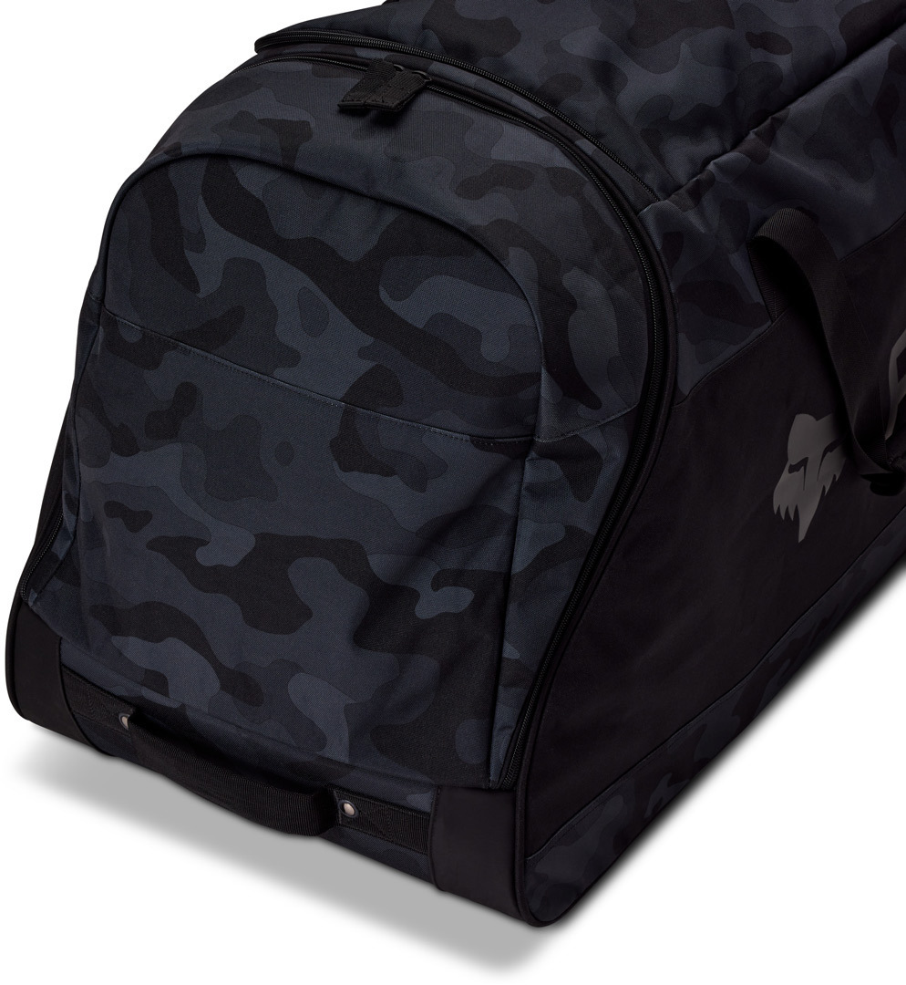 Side view of FOX Shuttle 180 Black Camo Roller Gear Bag, black-green-brown for Men