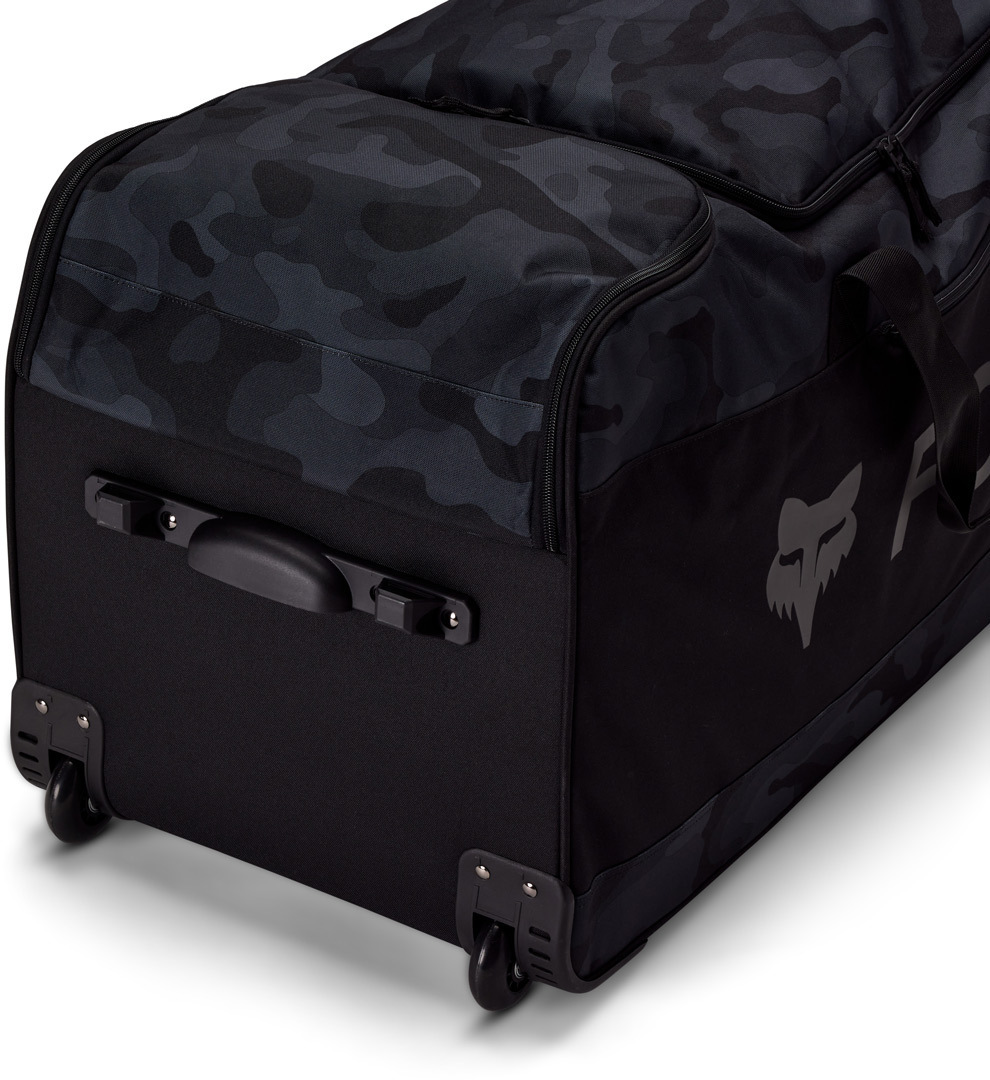 Side view of FOX Shuttle 180 Black Camo Roller Gear Bag, black-green-brown for Men
