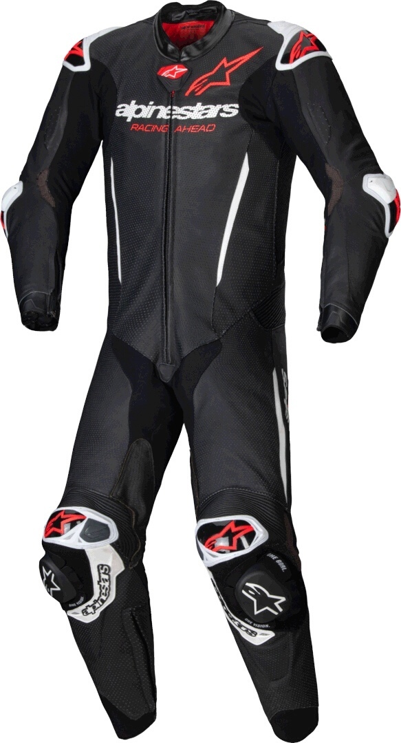 Alpinestars GP-R7 Мотоциклетный кожаный костюм из 1 предмета Черный/белый/неоновый красный 46 