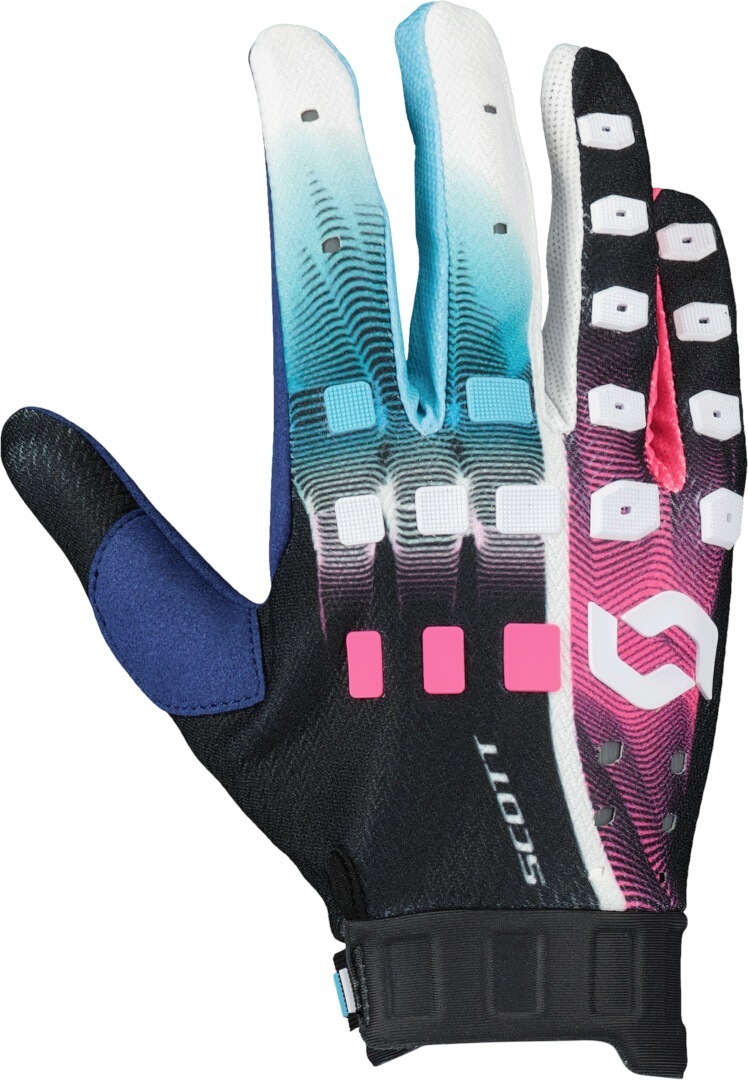 Scott Podium Pro Stealth Blue Motocross Gloves, pink-blue, Size 2XL for Men