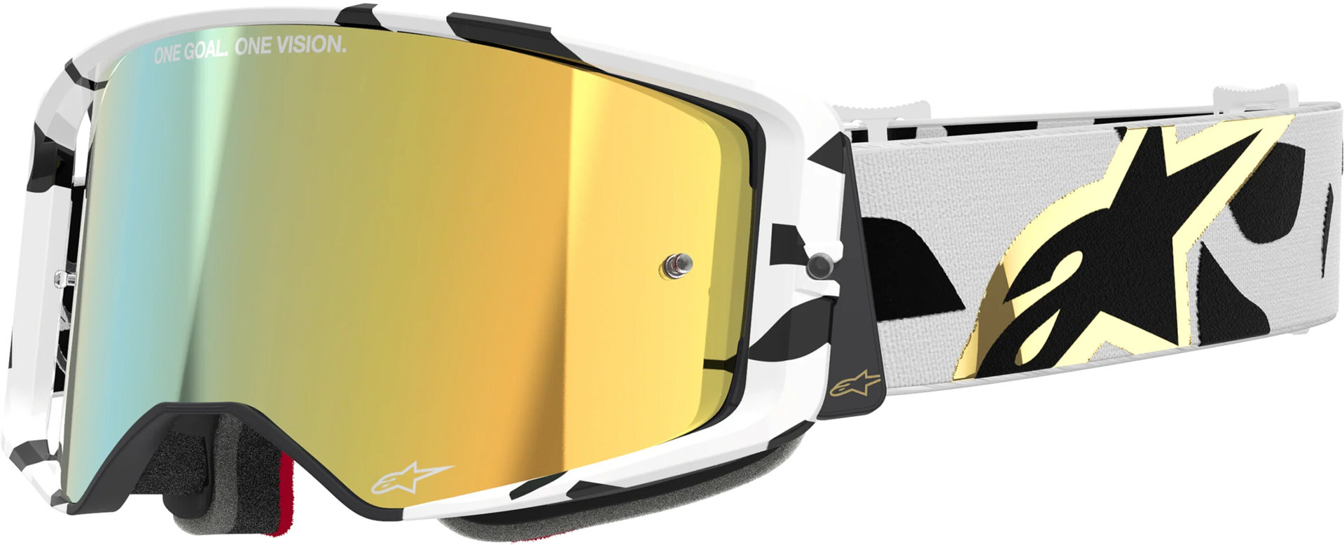 Alpinestars Men's White Gold Supertech Corp Absolute Vision Gold Motocross Goggles, White-Gold For