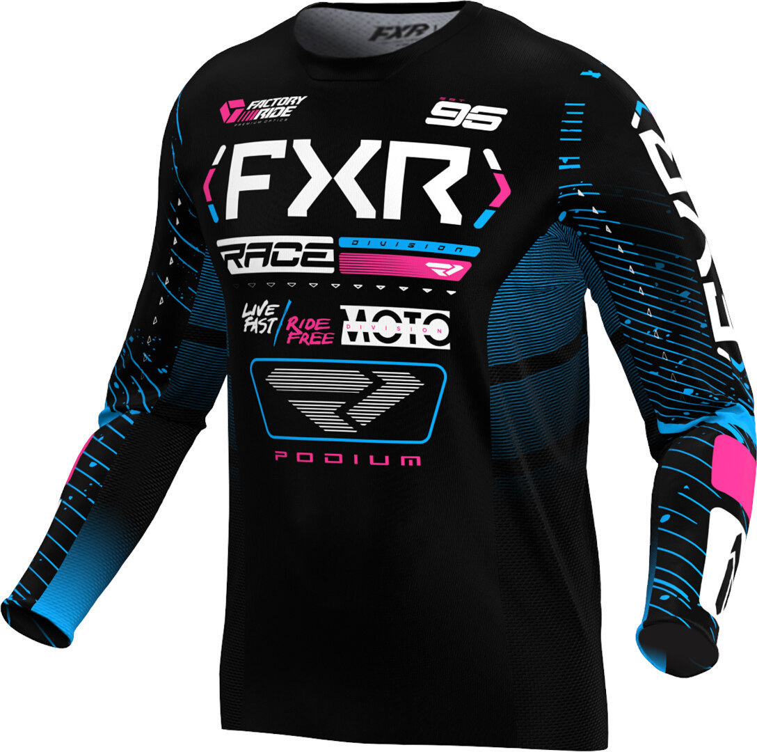 FXR Podium 2025 Джерси для мотокросса Черный/Синий/Розовый S 