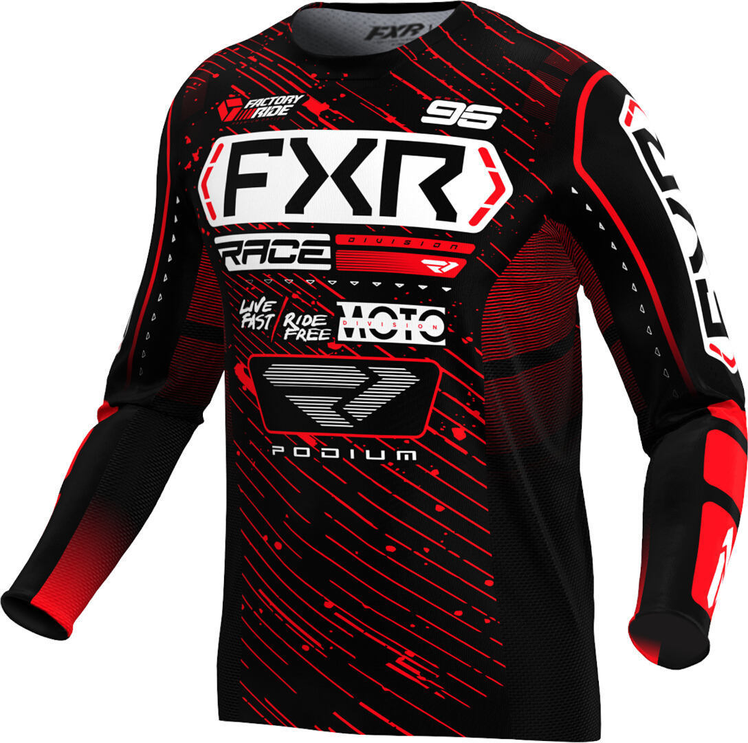 FXR Podium 2025 Джерси для мотокросса Черный/Красный/Белый S 