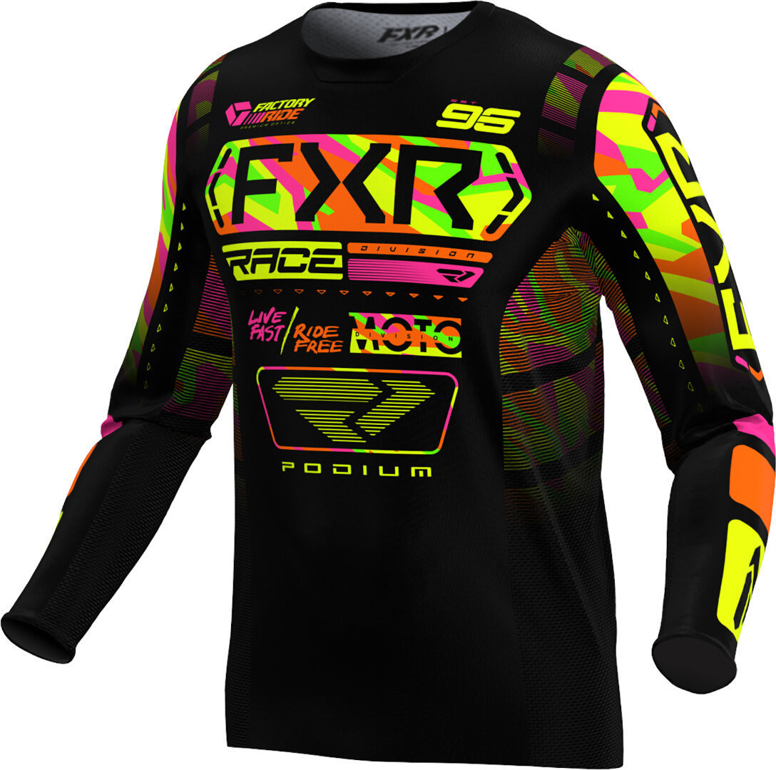 FXR Podium 2025 Джерси для мотокросса Черный/желтый/зеленый M 