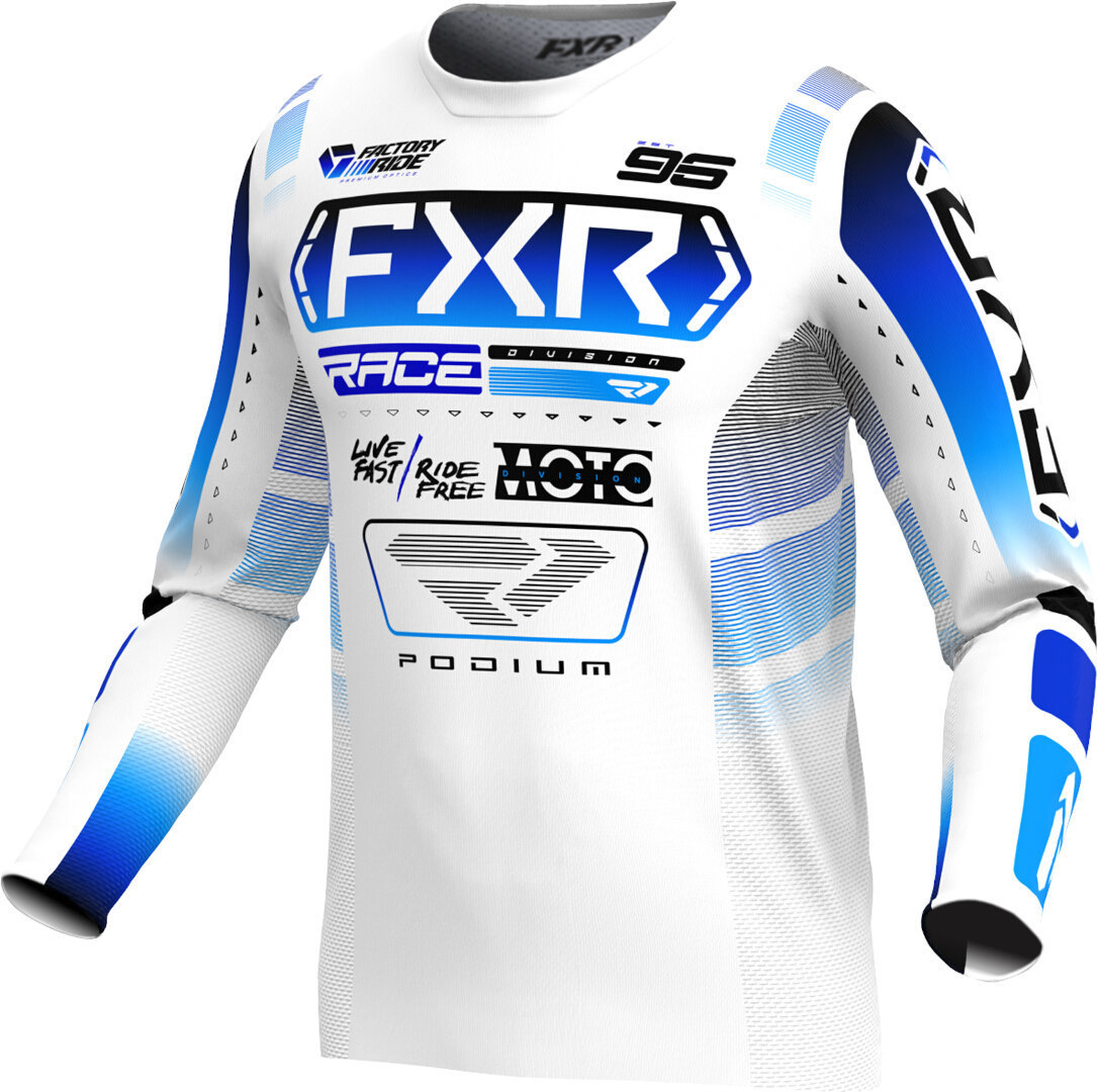 FXR Podium 2025 Джерси для мотокросса Белый/Черный/Синий XS 