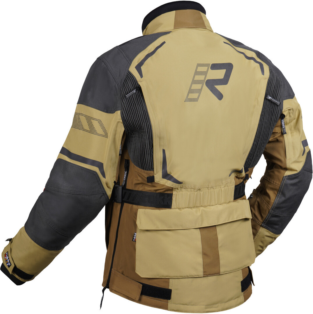 Side view of Rukka Ventu-R waterproof Motorcycle Textile Jacket, green-brown, Size 64 for Men
