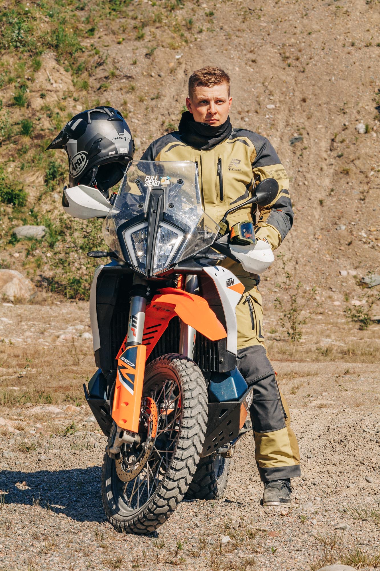 Side view of Rukka Ventu-R waterproof Motorcycle Textile Jacket, green-brown, Size 64 for Men